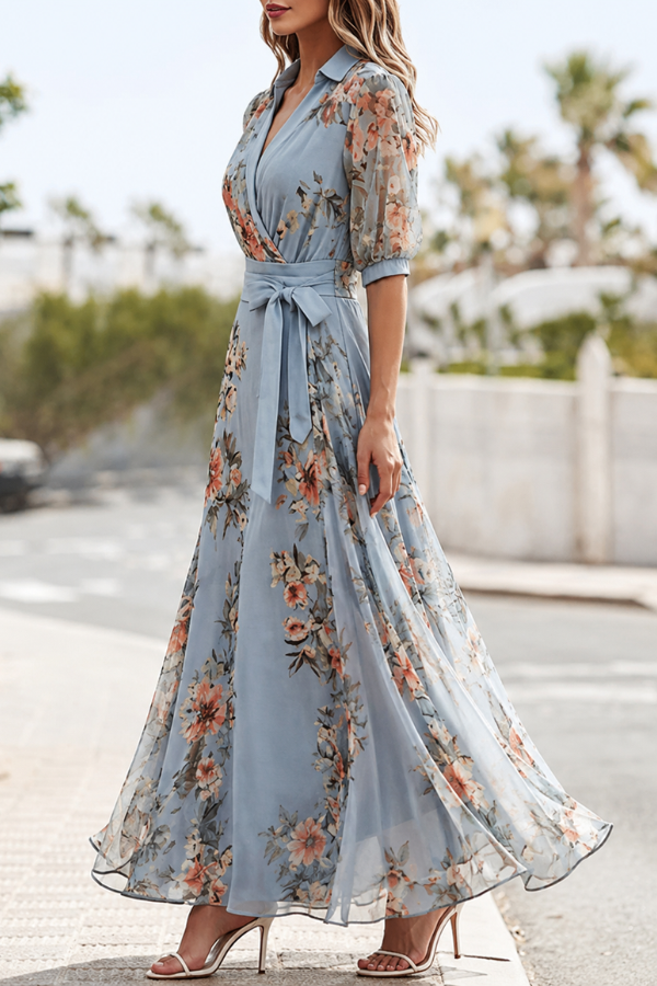 Elegant Floral Summer Midi Dress