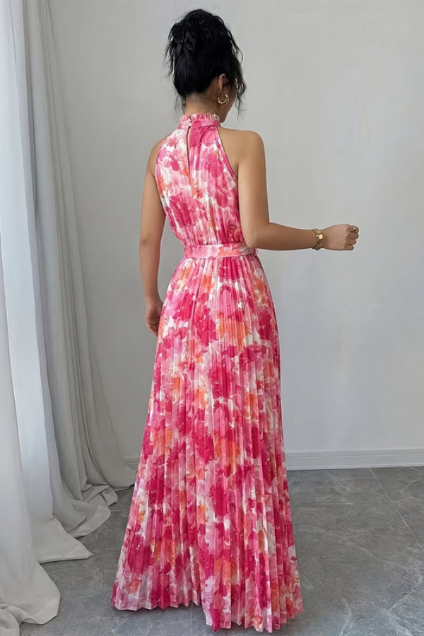Floral Halter Neck Keyhole Maxi Dresses
