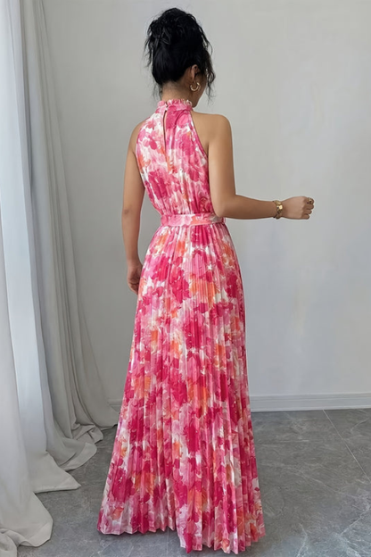 Floral Halter Neck Keyhole Maxi Dresses