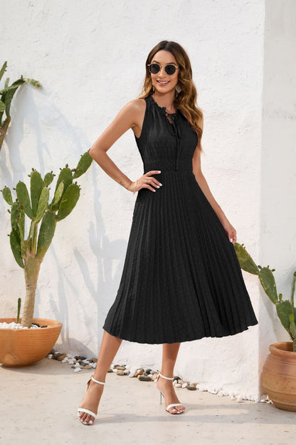 Pleated Halter Neck Dress