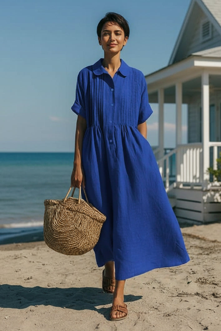 Button-Down Midi Shirt Dress